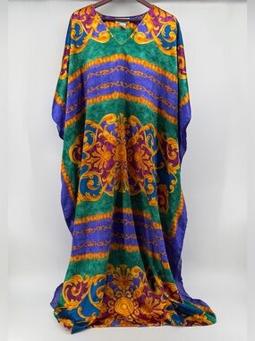 Winlar Satin Baroque Medallion Caftan Dress Size Fits Most Regalcore Whimsigoth